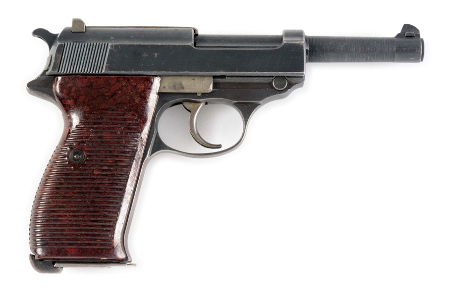 (C) SCARCE LATE WORLD WAR II NAZI GERMAN AC45 WALTHER P38 9MM SEMI AUTOMATIC PISTOL WITH HOLSTER.