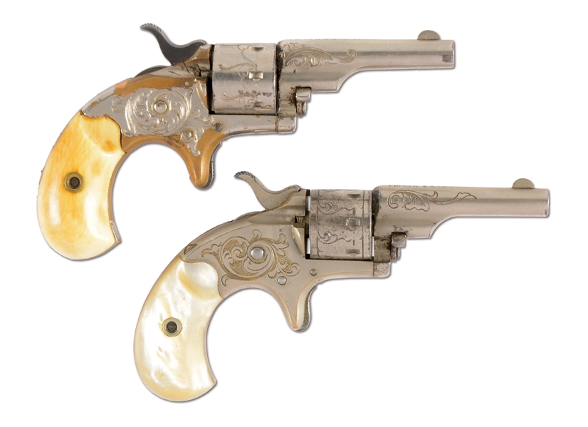 (A) LOT OF TWO: PAIR OF COLT .22 OPEN TOP REVOLVERS PRODUCED IN 1875.