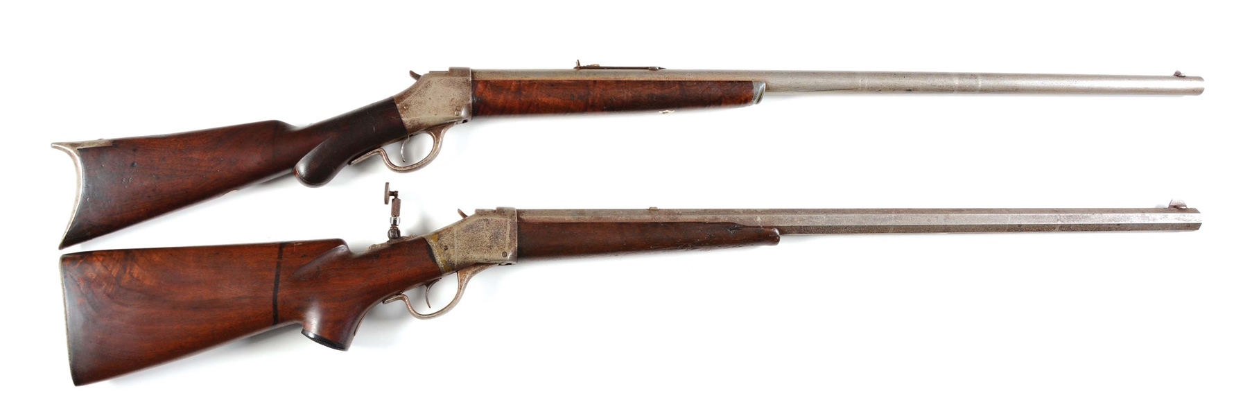 (A) LOT OF TWO: TWO BROWNING MODEL 1878 SINGLE SHOT RIFLES.