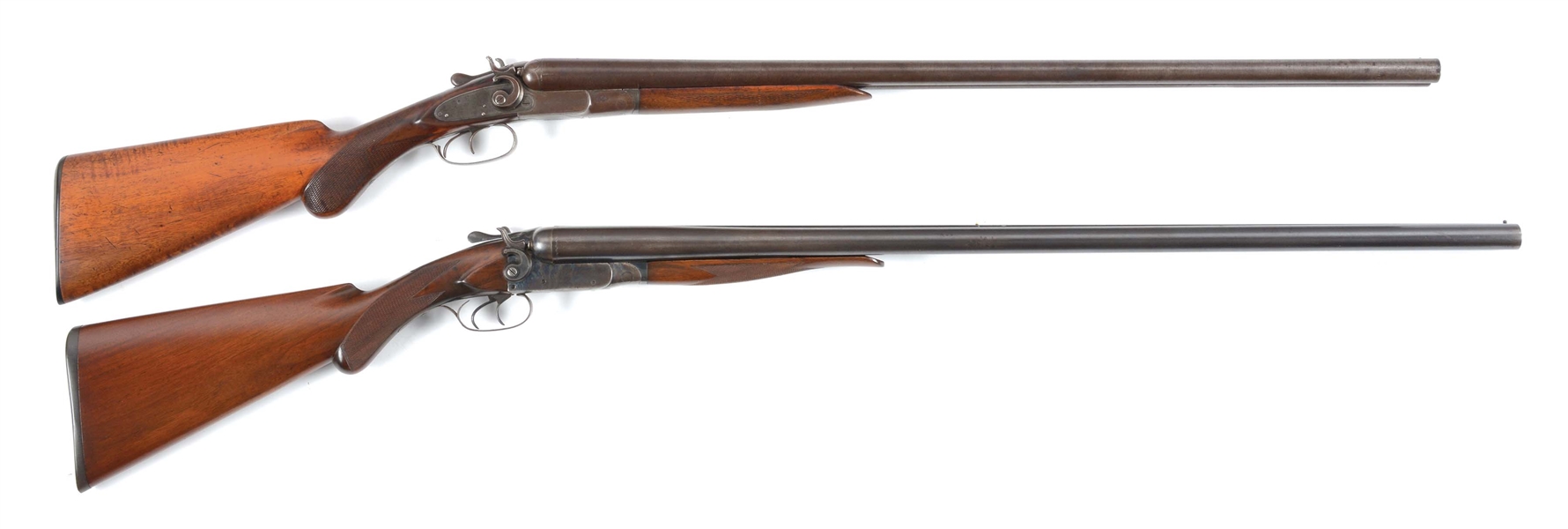 (A) LOT OF TWO: PARRY AND ITHACA EXPOSED HAMMER SHOTGUNS.