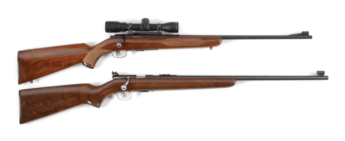 (C) LOT OF TWO: TWO WINCHESTER BOLT ACTION RIFLES, ONE MODEL 75 AND ONE MODEL 69-A, MODEL 75 WITH SCOPE.