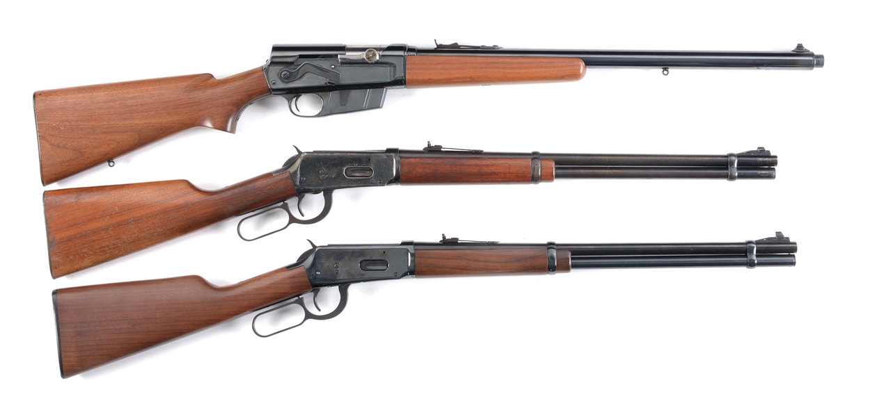 (M) LOT OF THREE: REMINGTON MODEL 81 AND TWO WINCHESTER 1894 RIFLES.