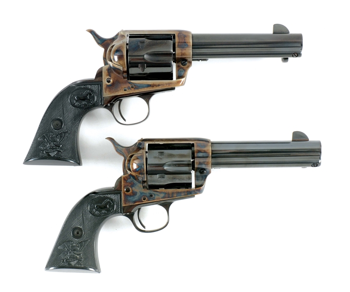 (M) LOT OF TWO: TWO AMERICAN WESTERN ARMS PEACEMAKER REVOLVERS IN .44-40 AND .45 COLT.