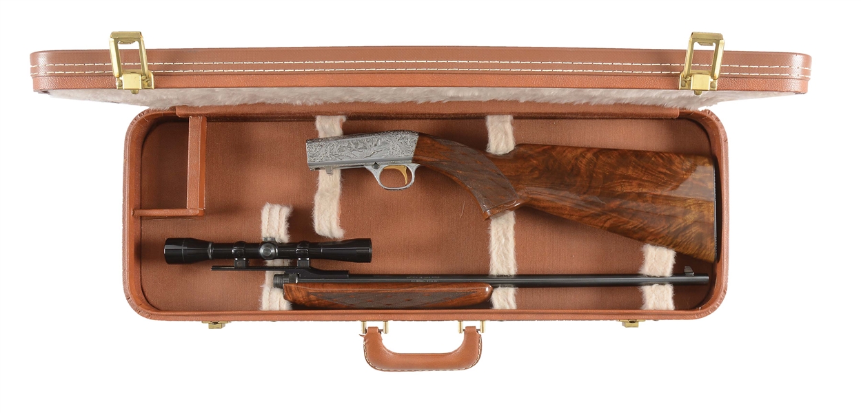 (M) BROWNING AUTO 22 GRADE III SEMI AUTOMATIC RIFLE WITH SCOPE.