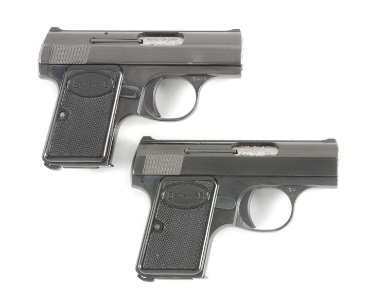 (C) LOT OF TWO: TWO BROWNING .25ACP BABY SEMI AUTOMATIC PISTOLS WITH CASES.