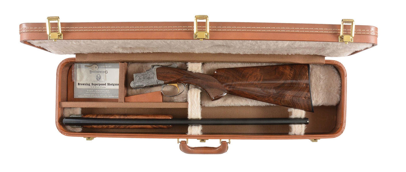 (M) BEAUTIFUL B-25 DIANA GRADE BROWNING SUPERPOSED 20 BORE OVER UNDER SHOTGUN WITH CASE.