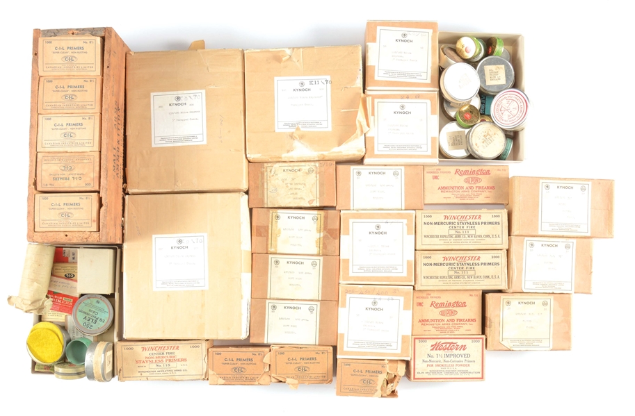 TREASURE TROVE OF KYNOCH 450/400 BRASS AND LOADING COMPONENTS