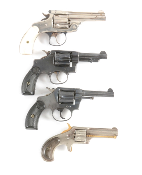(C+A) LOT OF FOUR REVOLVERS: TWO SMITH & WESSON, ONE COLT , AND ONE REMINGTON.