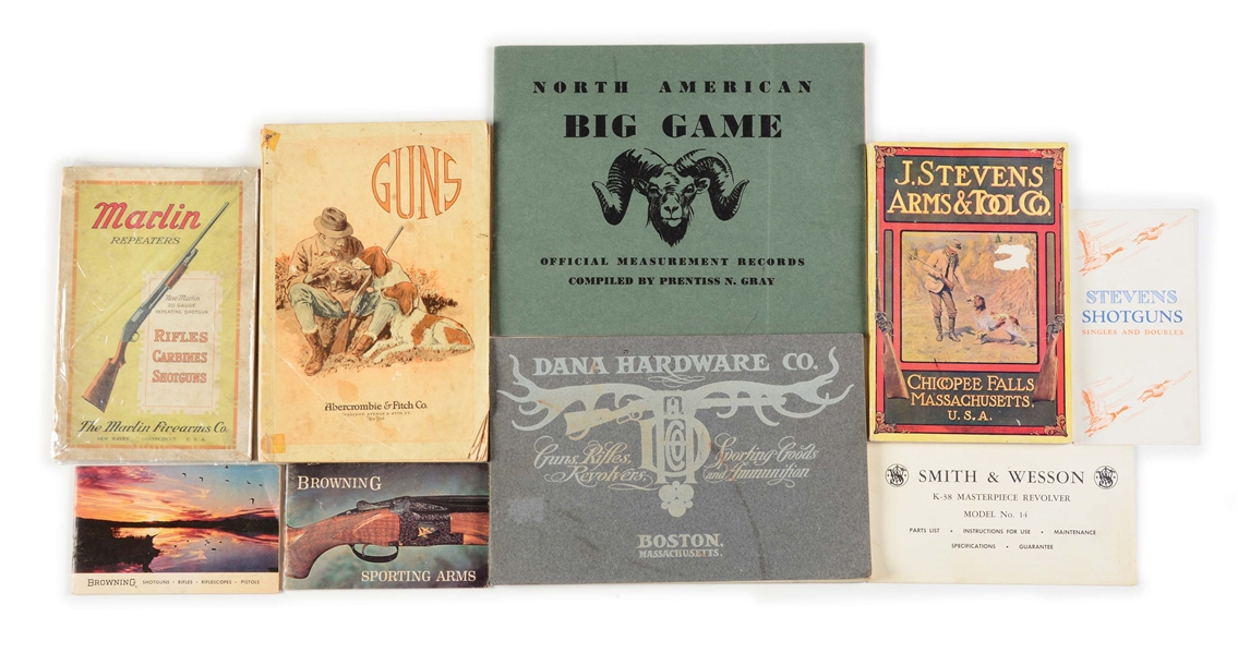 LOT OF EIGHT ASSORTED GUN CATALOGS FROM VARIOUS COMPANIES.