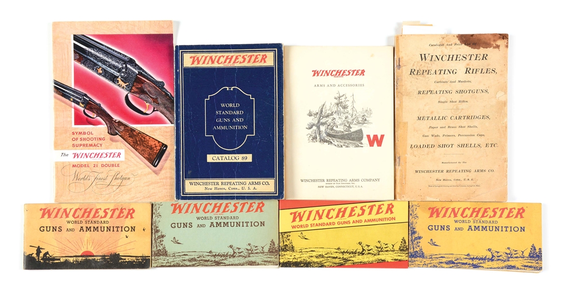 COLLECTORS LOT OF EIGHT WINCHESTER CATALOGS.