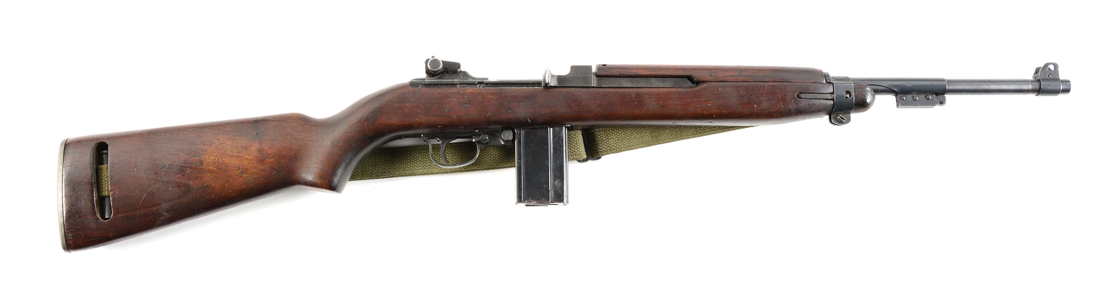 (C) US M1 CARBINE .30 SEMI AUTOMATIC RIFLE WITH POST CANVAS CARRY BAG AND MUZZLE COVER.