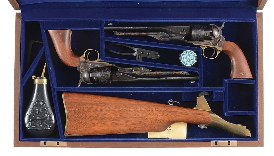 (A) COLT 1860 US CAVALRY COMMEMORATIVE CASED SET WITH TWO PERCUSSION .44 REVOLVERS AND ACCESSORIES.