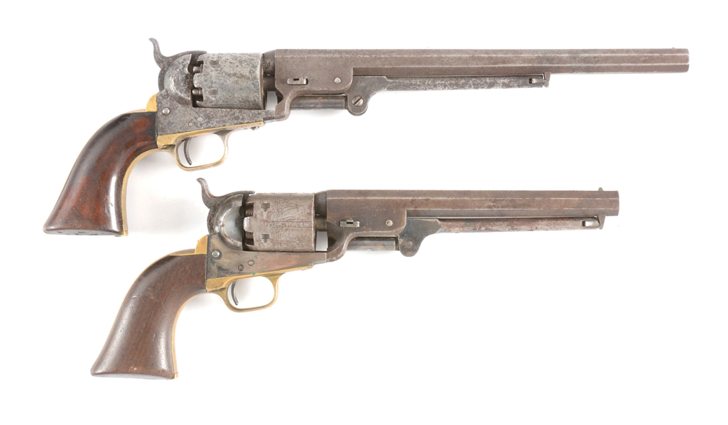 (A) LOT OF TWO COLT 3RD MODEL 1851 NAVY REVOLVERS: 1852 WITH 10 - 1/2" BARREL & 1855 MARTIAL.