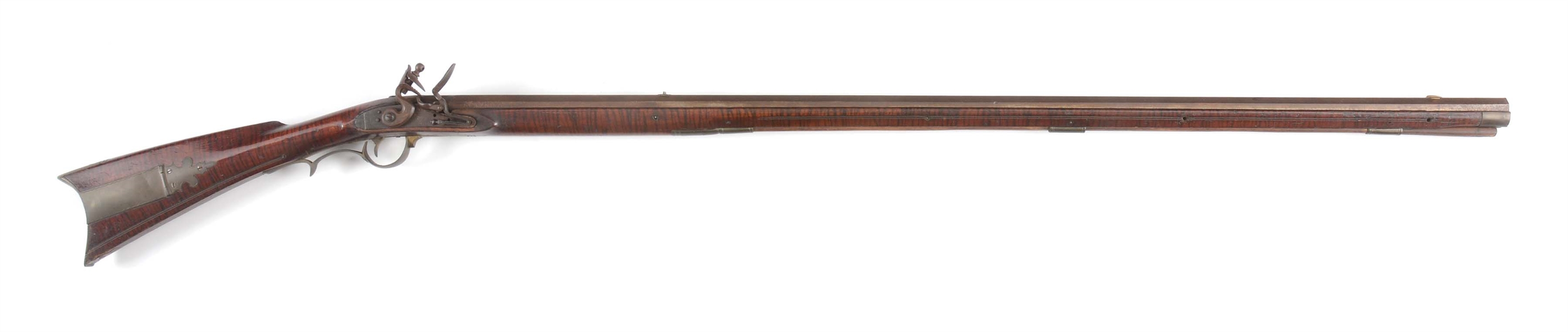 (A) FAUX STRIPE DECORATED KENTUCKY RIFLE SIGNED P&D MOLL.