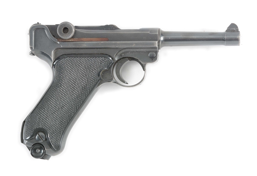 (C) MAUSER BYF 42 P.08 LUGER SEMI-AUTOMATIC PISTOL WITH HOLSTER.