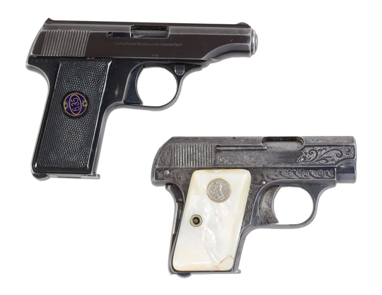 (C) LOT OF TWO: WALTHER AND COLT SEMI AUTOMATIC PISTOLS.