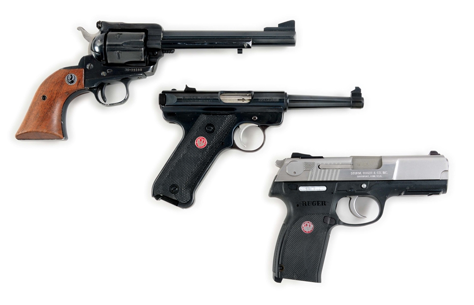(M+C) LOT OF THREE: RUGER BLACKHAWK, MKIII, AND P345 HANDGUNS.