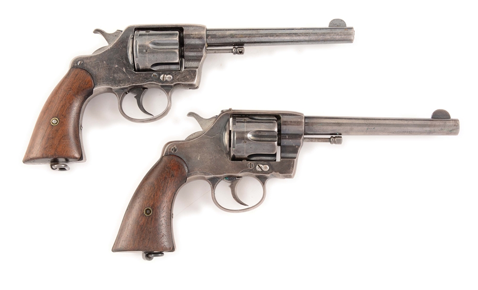 (C) LOT OF TWO COLT 38 ARMY REVOLVERS: MODEL 1896 & 1901 WITH HOLSTERS.