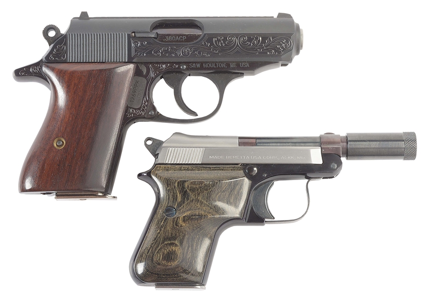 (C) LOT OF TWO: WALTHER PPK AND BERETTA 950BS SEMI AUTOMATIC PISTOLS.