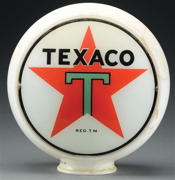 TEXACO BLACK T GASOLINE COMPLETE 13.5" GLOBE ON WIDE GLASS BODY. 