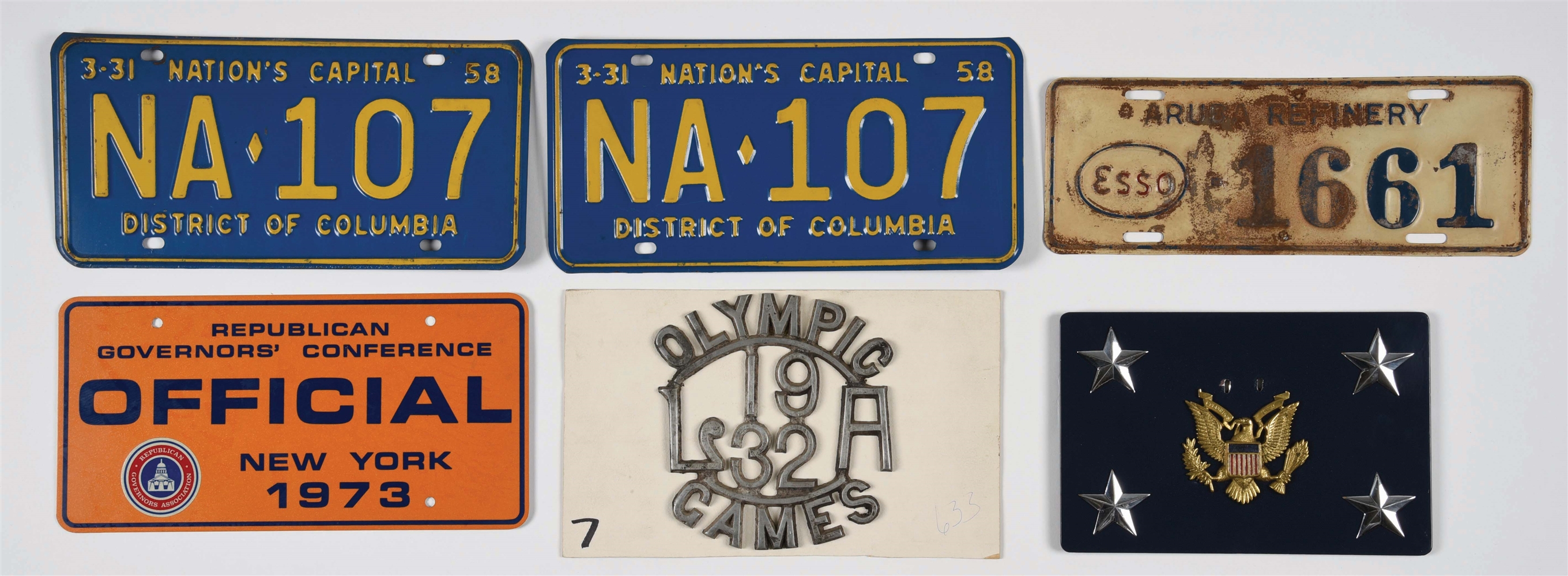 MISCELLANEOUS GROUP OF 6 LICENSE PLATES.