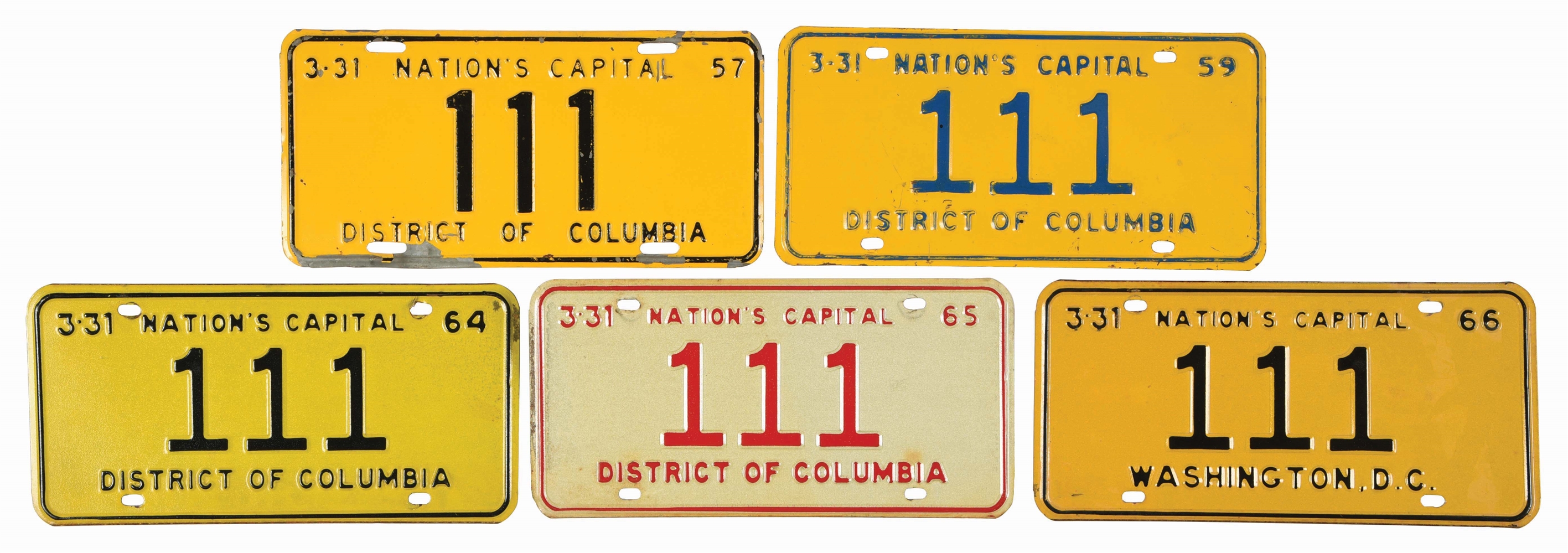 GROUP OF 5 DC VICE PRESIDENTS LICENSE PLATES.