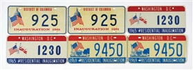 SET OF 11 PAIRS OF PRESIDENTIAL INAUGURATION LICENSE PLATES.