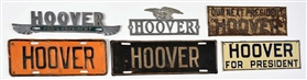 LARGE GROUP OF 17 HOOVER LICENSE PLATE ATTACHMENTS.