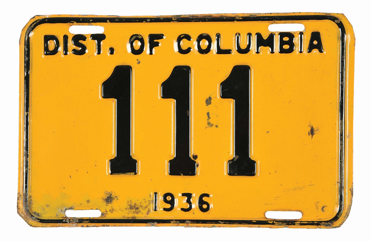 1936 DISTRICT OF COLUMBIA LICENSE PLATE #111.
