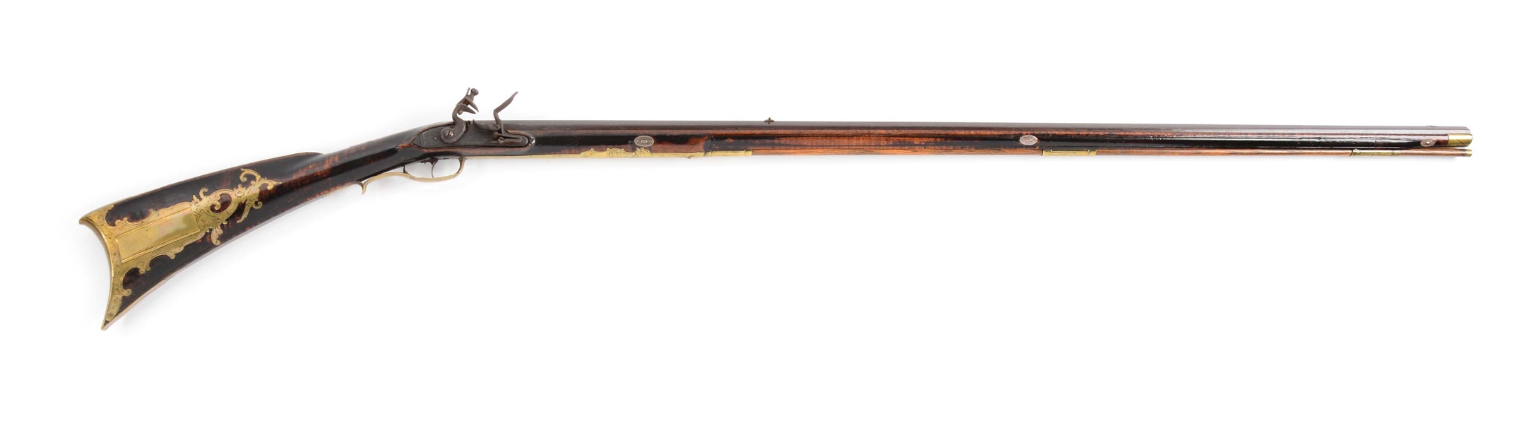 (A) FINELY INLAID KENTUCKY RIFLE SIGNED HENRY YOUNG.