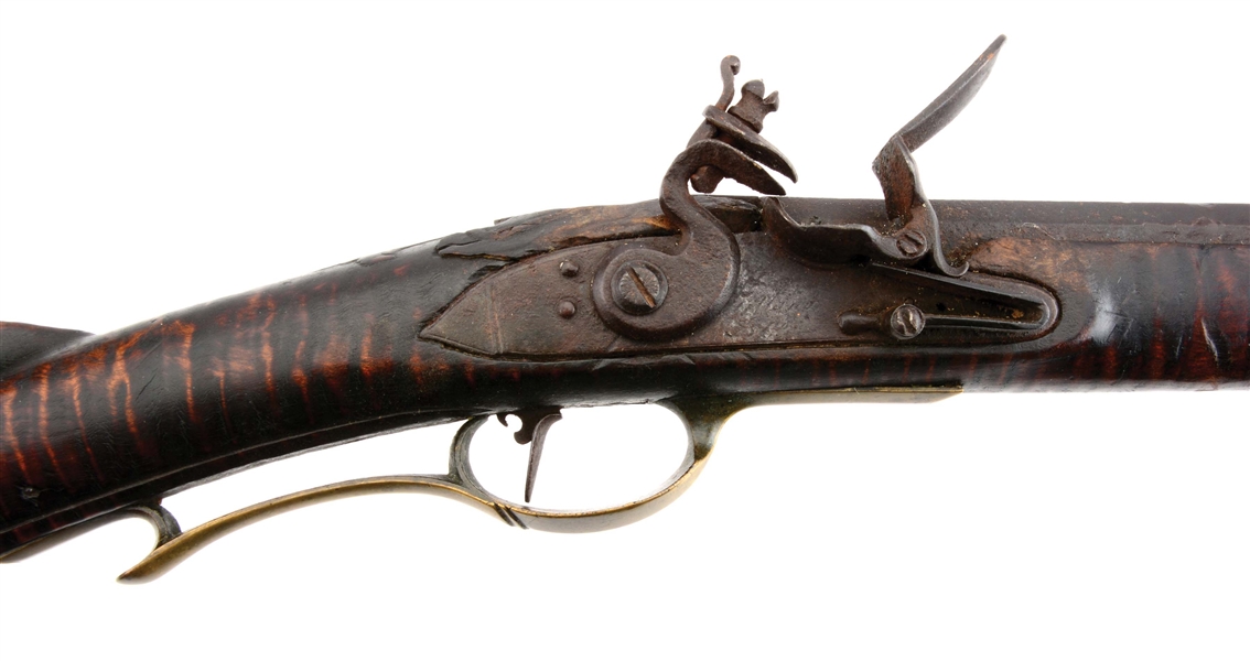 Lot Detail - (A) RELIEF CARVED EARLY BERKS COUNTY FLINTLOCK LONGRIFLE ...