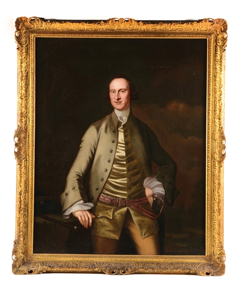 PORTRAIT OF CHARLES CARROLL OF DUDDINGTON ATTRIBUTED TO JOHN WOLLASTON. OIL ON CANVAS. CIRCA 1765 - 1770.