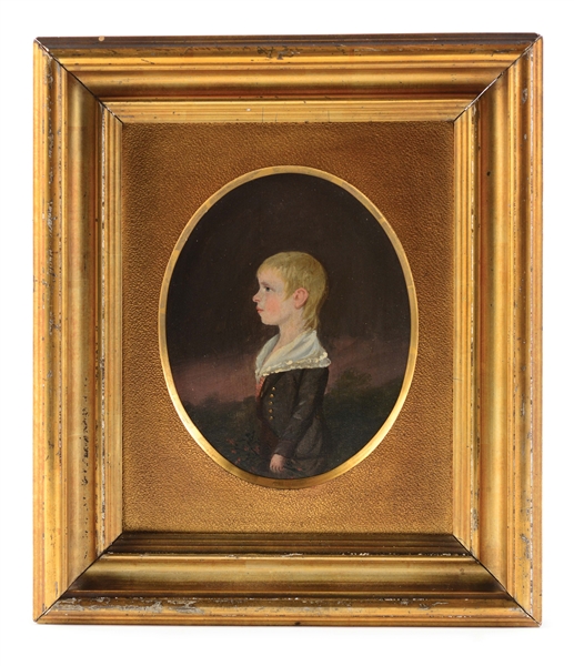 PORTRAIT OF A BOY ATTRIBUTED TO JACOB EICHOLTZ (1776 - 1842). LANCASTER, PENNSYLVANIA. OIL ON POPLAR PANEL. CIRCA 1808.