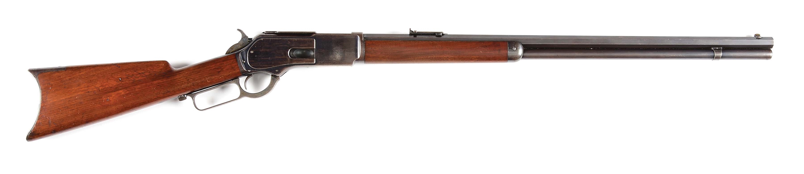 (A) WINCHESTER 1876 LEVER ACTION RIFLE IN .45-75.