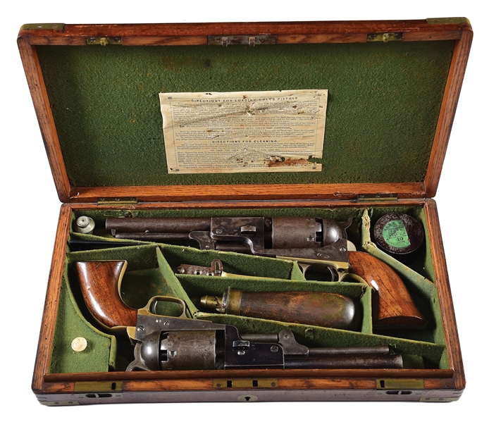 (A) CASED PAIR OF LONDON COLTS 3RD MODEL DRAGOON REVOLVERS.