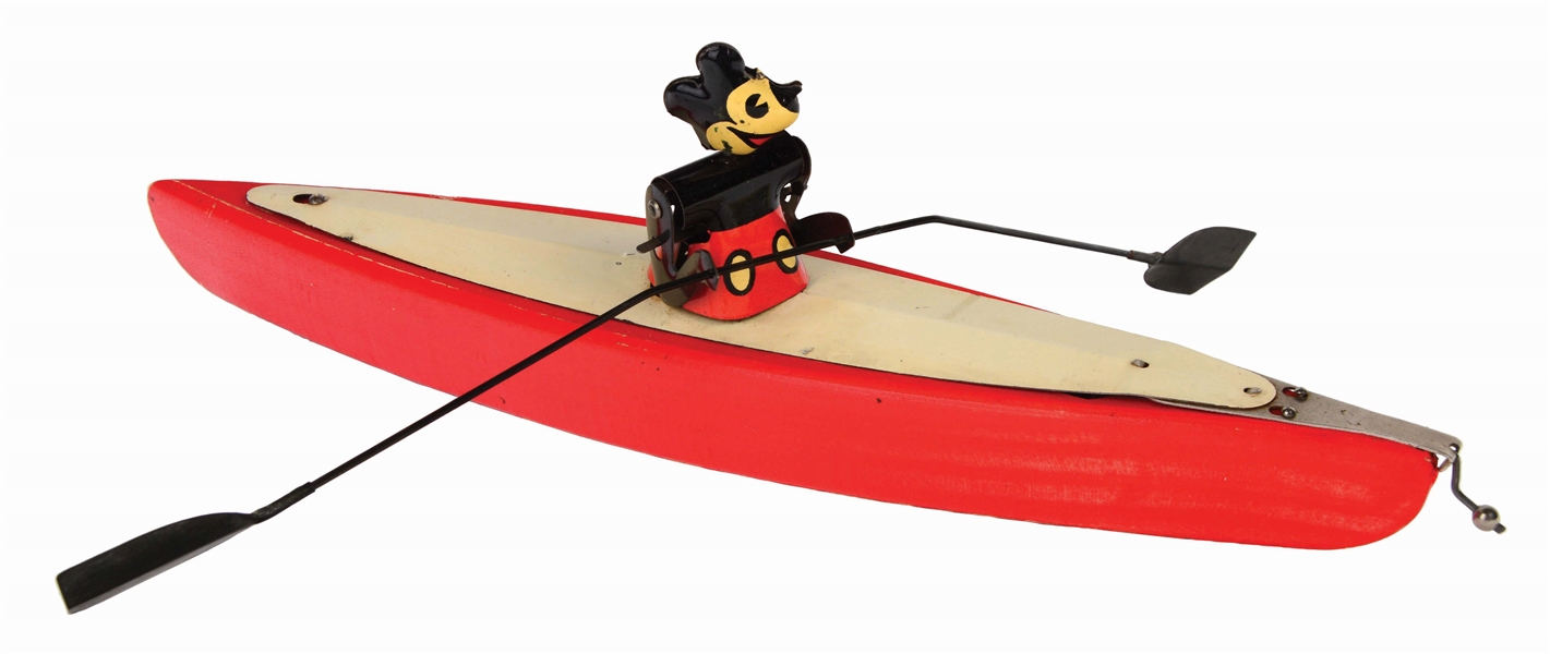 EXTREMELY RARE EARLY WALT DISNEY MICKEY MOUSE PADDLE BOAT TOY.