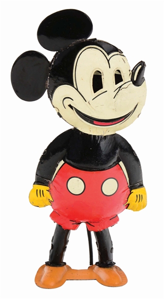 EXTREMELY RARE GERMAN TIN-LITHO WIND-UP FIVE FINGER MICKEY MOUSE TOY.