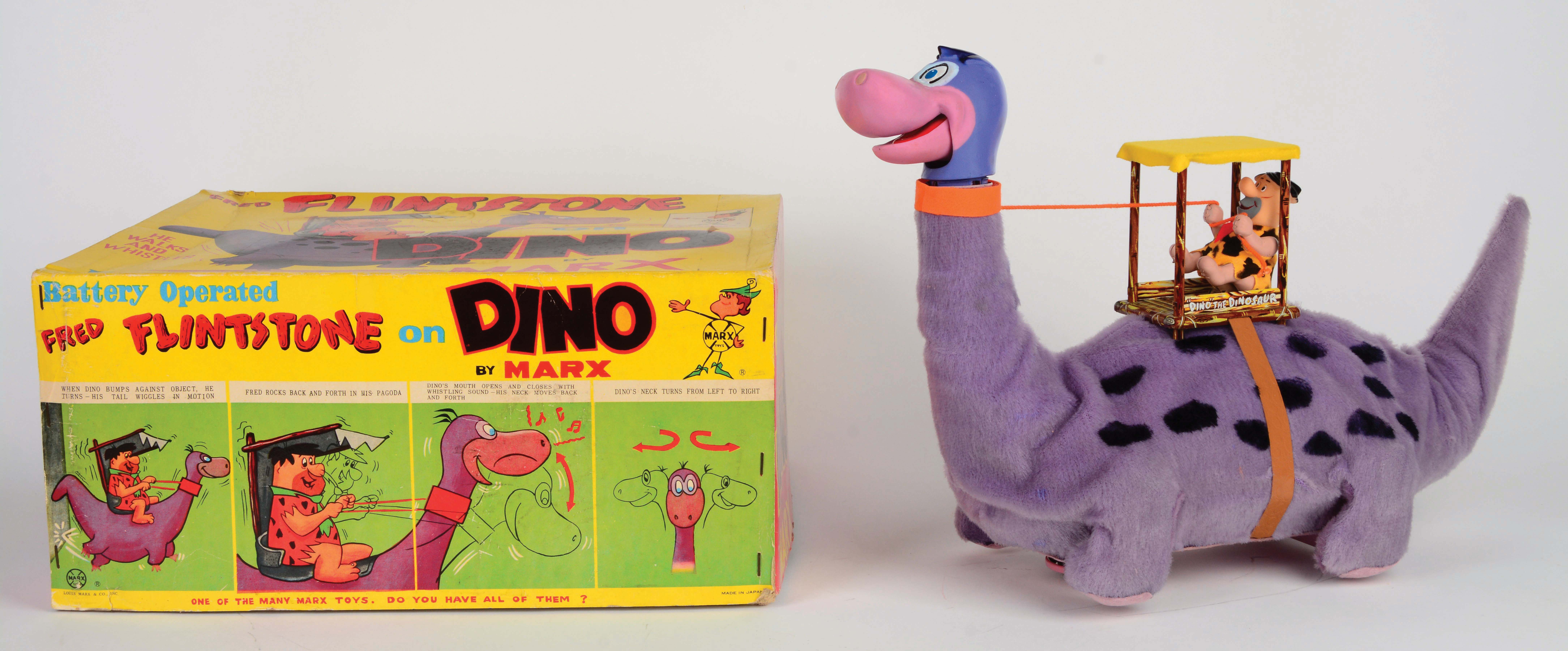 Lot Detail - MARX BATTERY-OPERATED FRED FLINTSTONE ON DINO TOY IN