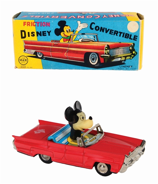 SCARCE LINEMAR TIN-LITHO FRICTION WALT DISNEY MICKEY MOUSE CONVERTIBLE TOY.