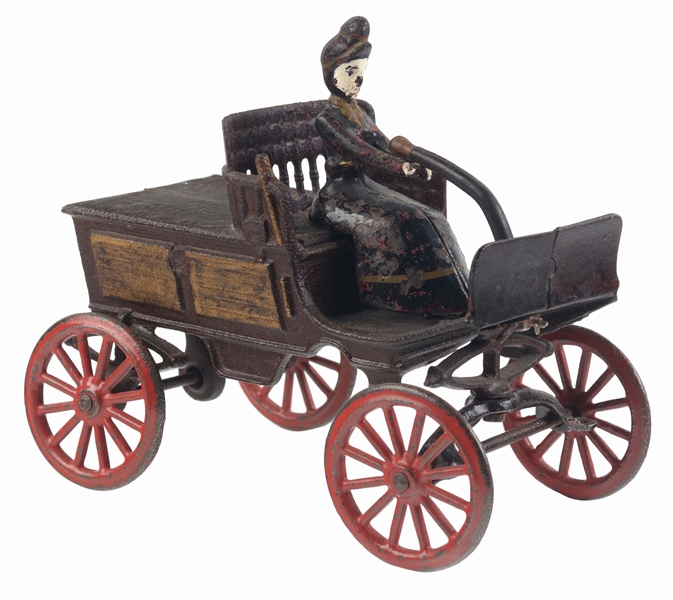ATTRIBUTED TO IVES CAST IRON HORELESS CARRIAGE AUTO.