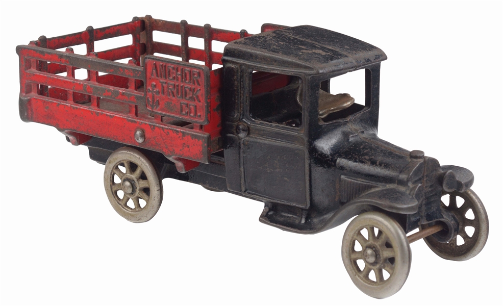ARCADE CAST IRON ANCHOR TRUCK COMPANY STAKE TRUCK.