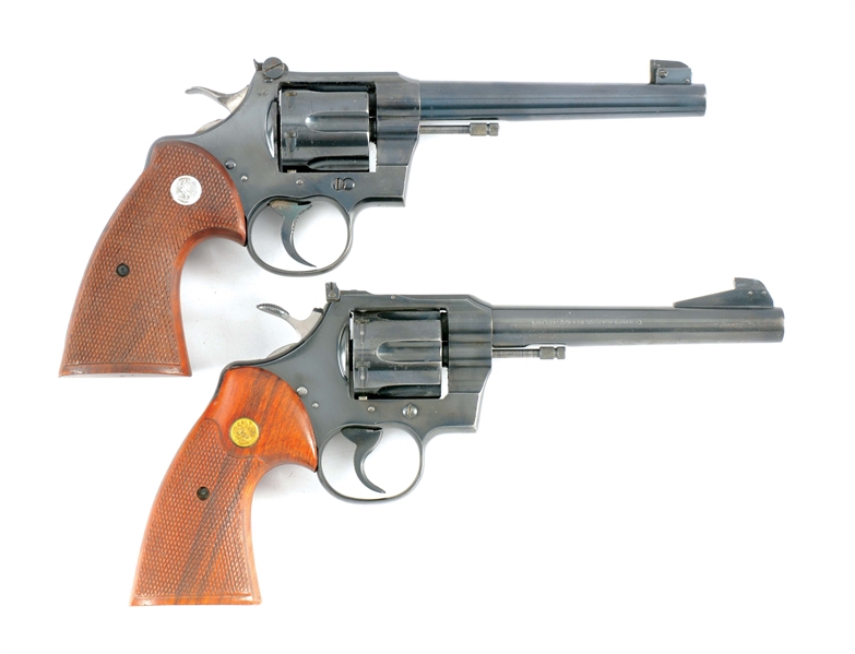 (C) LOT OF TWO: TWO COLT OFFICERS MODEL REVOLVERS.