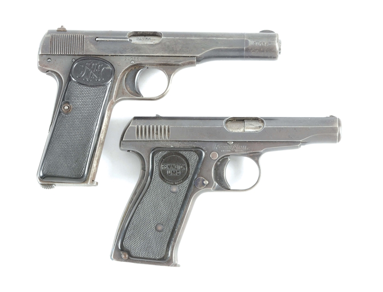 (C) LOT OF TWO: BROWNING AND REMINGTON SEMI AUTOMATIC PISTOLS.