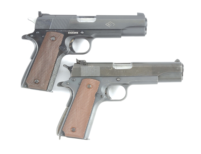 (C+M) LOT OF TWO: TWO COLT .22 PISTOLS, ONE SERVICE MODEL ACE AND ONE 1911A1 WITH AN ACE SLIDE ASSEMBLY.