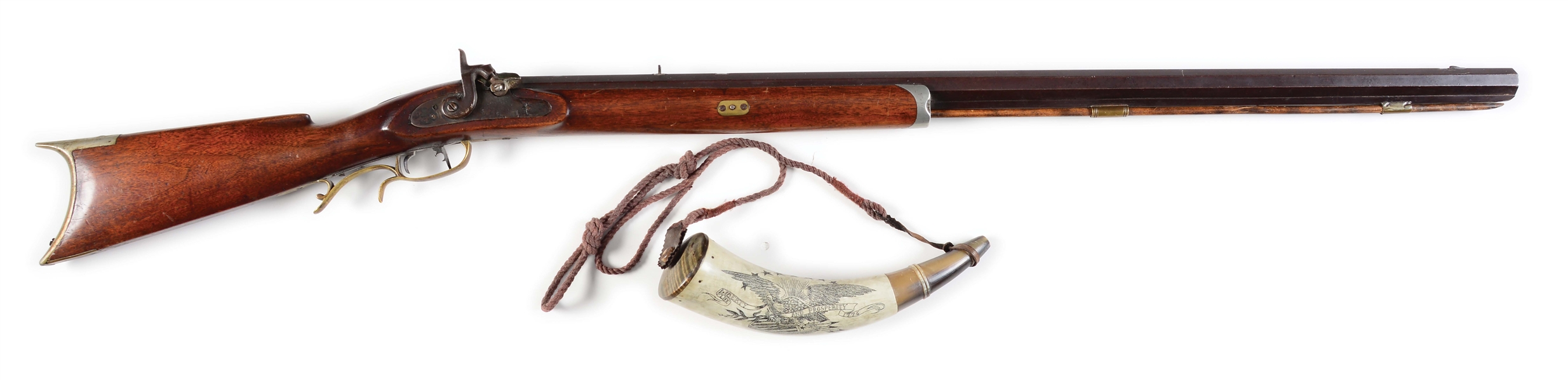 (A) S.J. HESTON .36 CALIBER PERCUSSION RIFLE AND HORN.