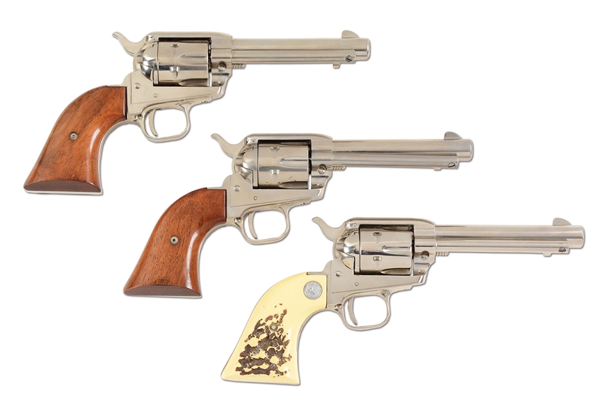 (C) LOT OF THREE: COLT FRONTIER SCOUT REVOLVERS IN .22 MAG & .22LR