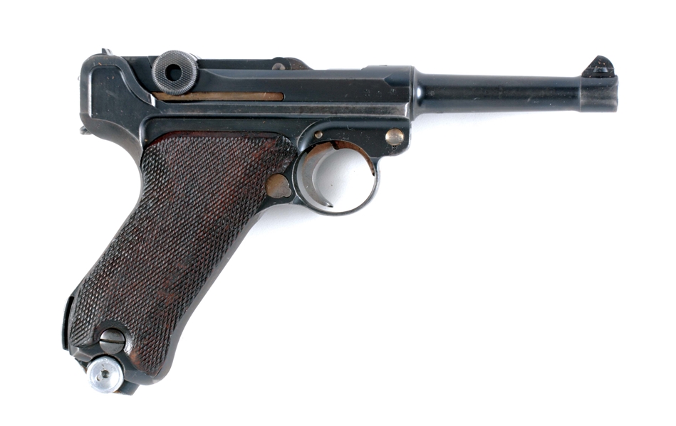 (C) MAUSER "S/42" CODE P.08 SEMI-AUTOMATIC PISTOL WITH HOLSTER.