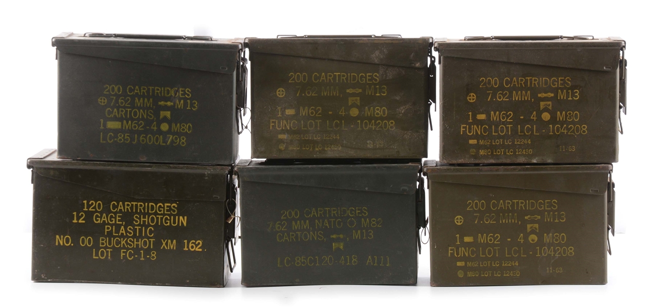 LOT OF SIX: AMMO CANS TOTALING 1500 ROUNDS OF .30-06 SPRINGFIELD AMMUNITION.