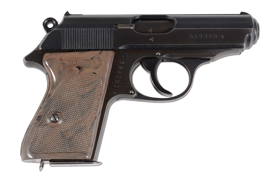 (C) 1942 WALTHER PPK EAGLE C POLICE MODEL SEMI AUTOMATIC PISTOL WITH GREY/BROWN GRIPS.