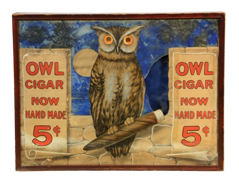 TURN OF THE CENTURY MOTION WINDOW DISPLAY FOR OWL CIGAR FROM THE EINSON SIGN CO. INC.